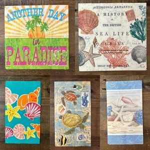 Coastal Nautical Seashell Sea Turtle Paper Napkins